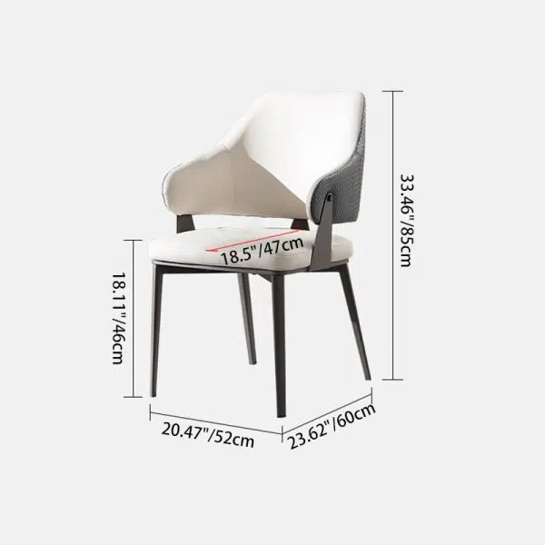 Contemporary Scandinavian Leather Carbon Steel Sponge Square Lozenge Dining Chair Backrest Armrest For Dining Room - Image 5