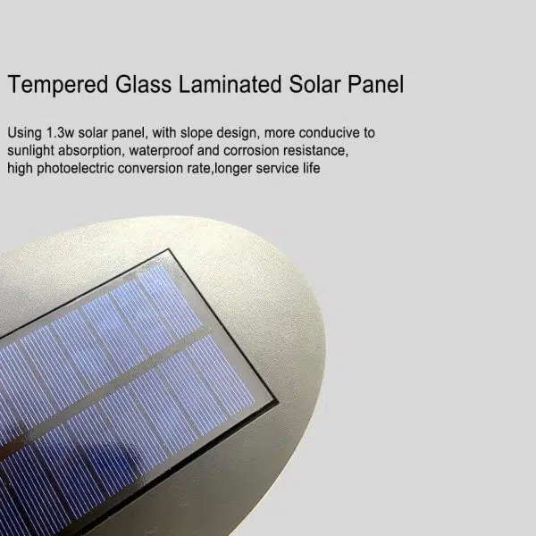 Modern Round Tempered Glass Waterproof Solar LED Outdoor Garden Wall Sconce Lamp - Image 19