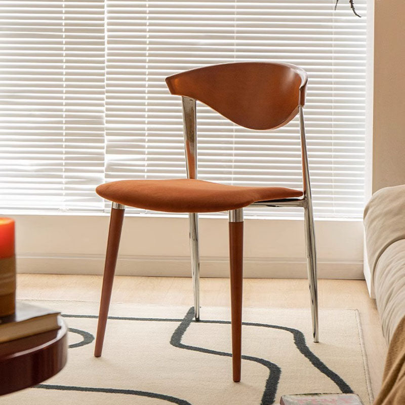 19-abbd2b2a-e09a-4506-8576-9af077b5f1d8.jpg Contemporary Retro Beech Wood Iron Velvet Sponge Square Curved Dining Chair Backrest For Dining Room - Image 1