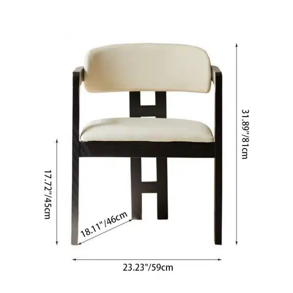 Contemporary Scandinavian Bent Square Leather Wood Dining Chair Backrest Arm For Dining Room - Image 4