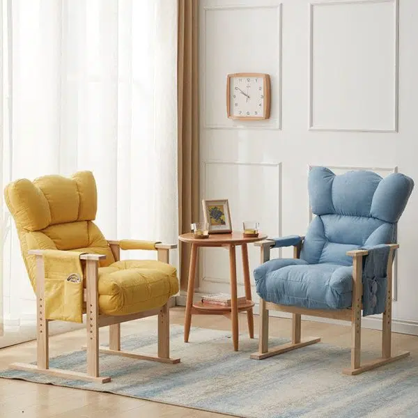 Modern Simplicity Fabric Upholstered Wood Frame Accent Chair Adjustable Backrest Armrest For Home Office - Image 21