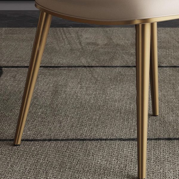 Contemporary Nordic Square Curved Upholstered Leather Stainless Steel Dining Chair Backrest For Dining Room - Image 8