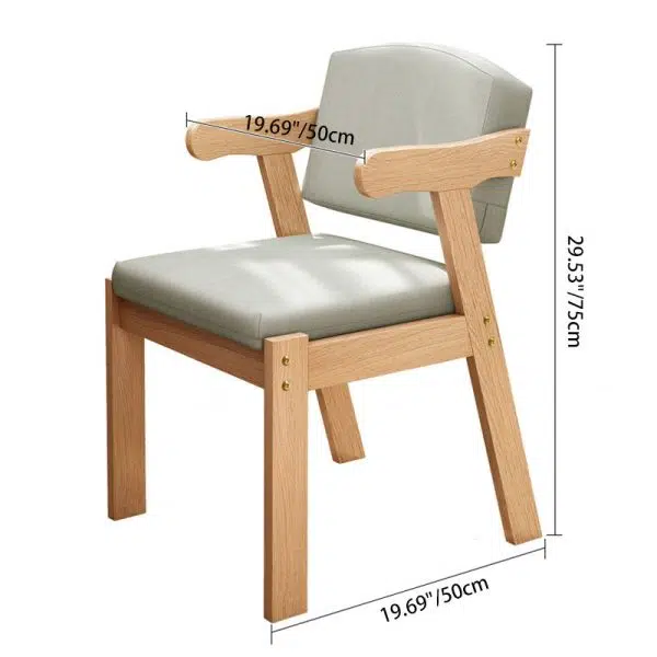 Contemporary Nordic Square Wood Fabric Chair Backrest Armrest For Living Room - Image 4