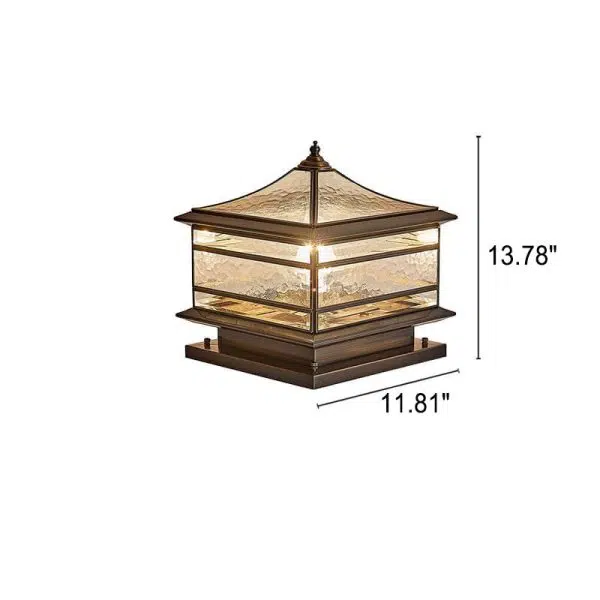 European Outdoor Brass Glass Square 1/2 Light Waterproof Pillar Landscape Light - Image 9