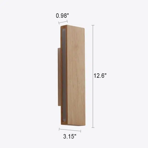 Japanese Minimalist Log Rectangular Flat Rotatable LED Wall Sconce Lamp - Image 11