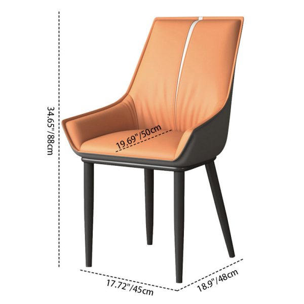 Contemporary Nordic Square Leather Upholstered Dining Chair Backrest Armrest For Dining Room - Image 5