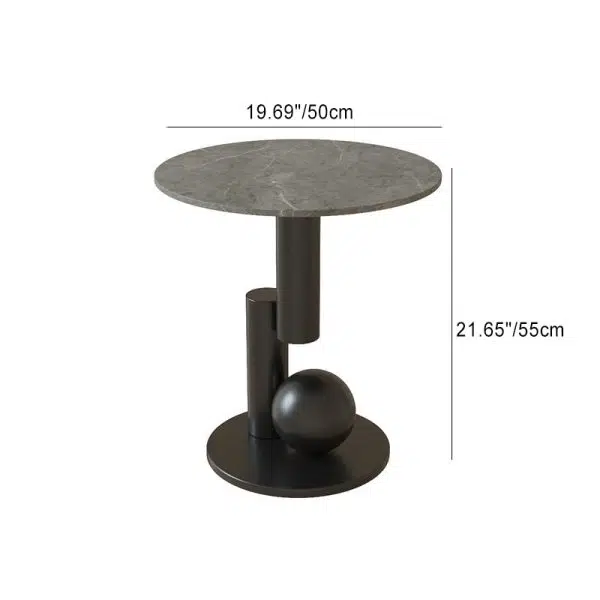 Contemporary Luxury Circular Rock Slabs Geometric Base End Table For Living Room - Image 9