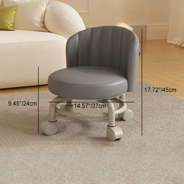 Modern Minimalist Removable Round Curved Corner Leather Iron Chair Backrest Armless For Living Room - Image 5
