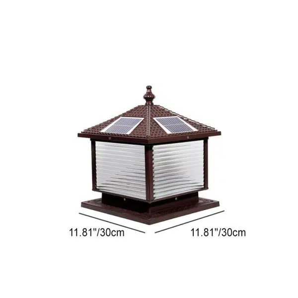 Modern Retro Square Die-Cast Aluminum Glass Solar Outdoor Garden Landscape Column Head Light - Image 9