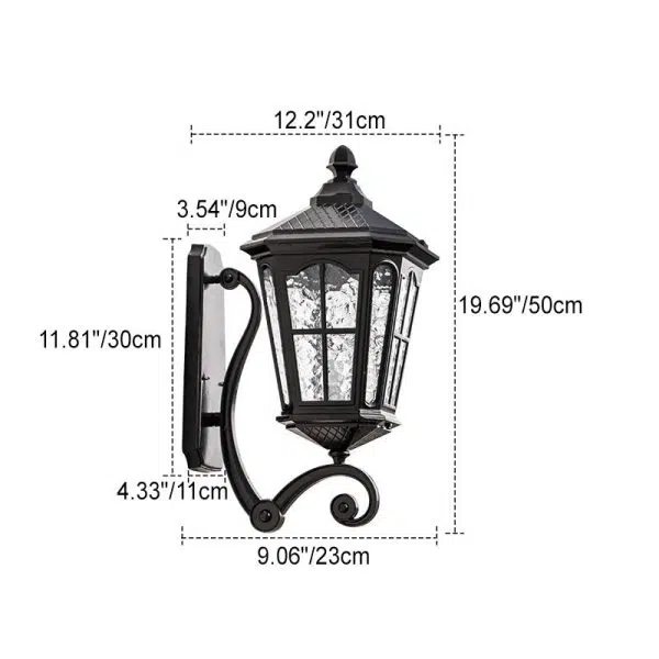 European Outdoor Lantern Aluminum Glass Waterproof 1-Light Wall Sconce Lamp - Image 7