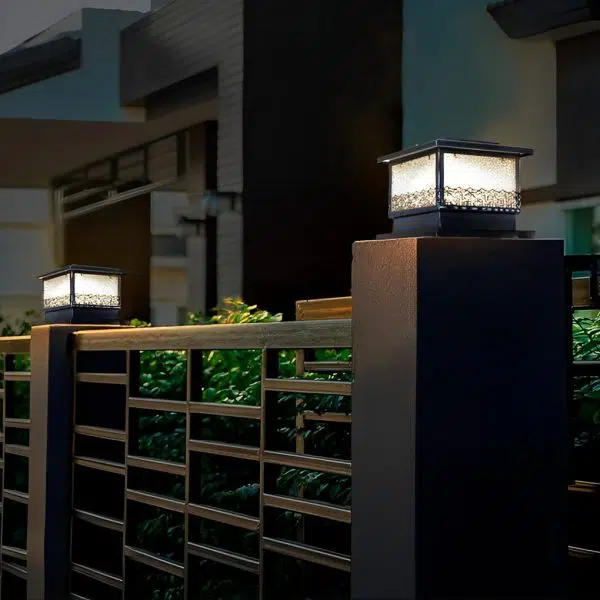 Creative Square Waterproof LED Black Modern Solar Fence Post Lights - Image 2