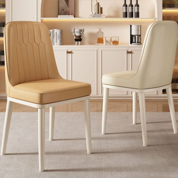 Contemporary Luxury Square PU Leather Upholstered Dining Chair Backrest For Dining Room - Image 19