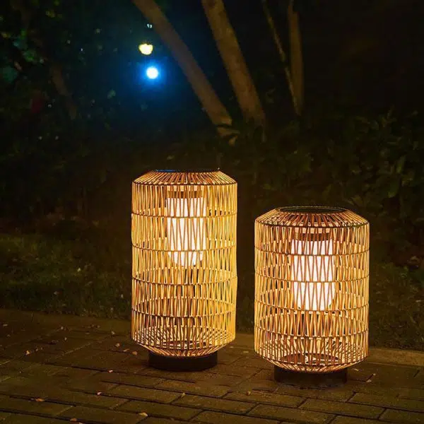 Modern Minimalist Solar Iron Rattan Cage Shaped LED Outdoor Landscape Light For Garden - Image 3
