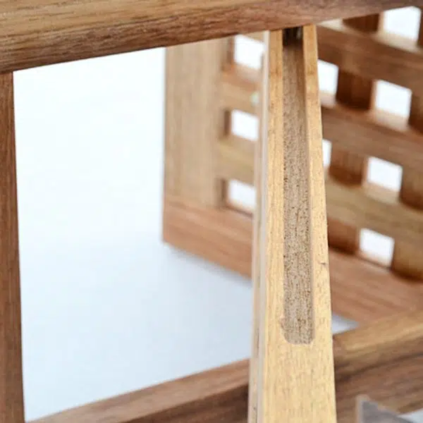 Traditional Rustic Square Wood Chair Backless Armless For Living Room - Image 6