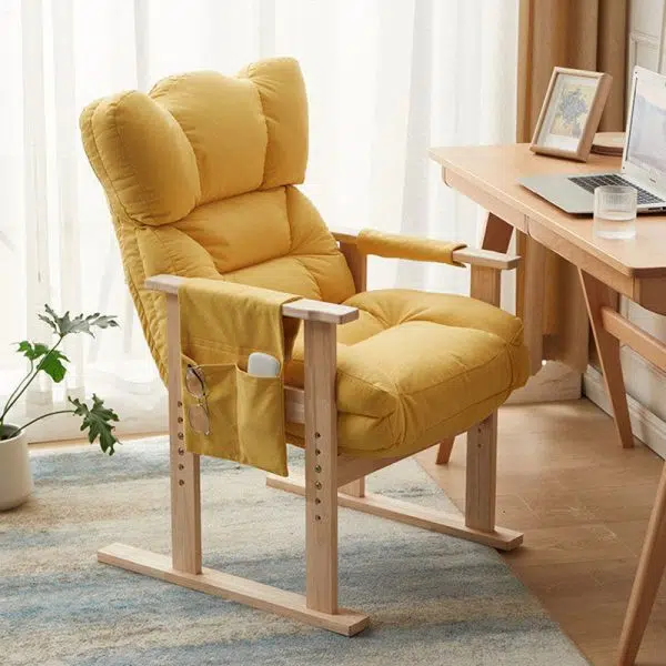 Modern Simplicity Fabric Upholstered Wood Frame Accent Chair Adjustable Backrest Armrest For Home Office - Image 18