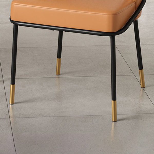 Contemporary Nordic Leather Fabric Iron Sponge Square Wraparound Dining Chair Backrest For Living Room - Image 11