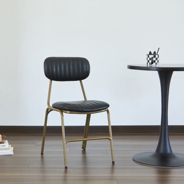 Contemporary Industrial Leather Iron Square Elliptical Stripe Dining Chair Backrest Footrest For Dining Room - Image 6