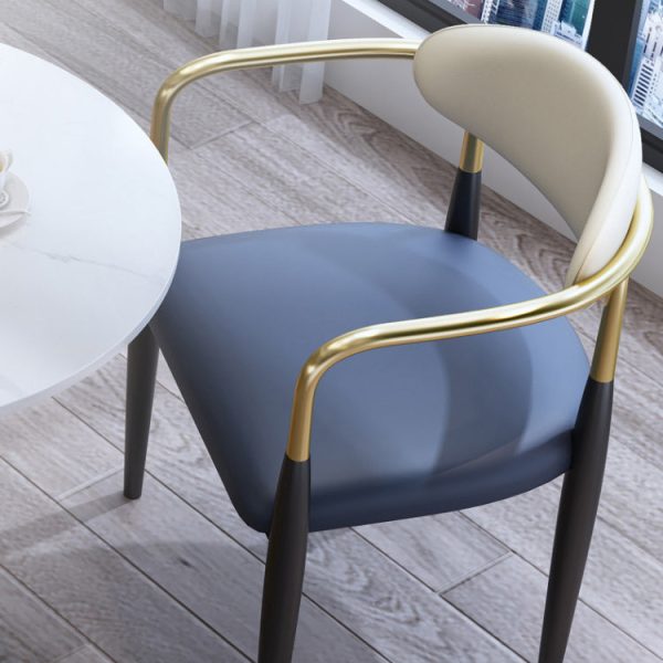 Contemporary Luxury Square Velvet Upholstered Dining Chair Backrest Armrest For Dining Room - Image 5