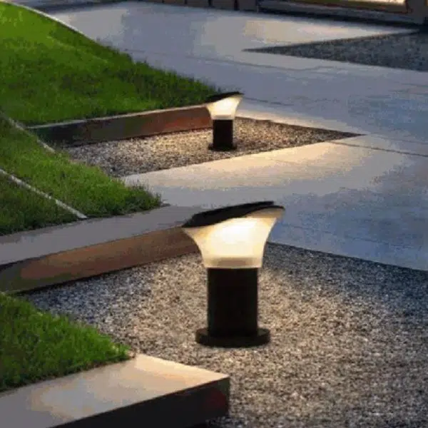 Solar Outdoor Slant Column Post Head ABS LED Patio Landscape Light - Image 3