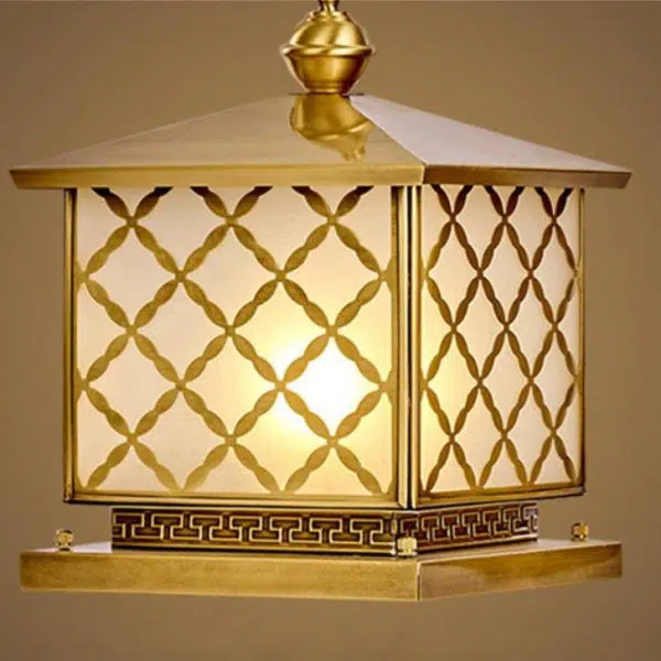 European Retro Luxury Copper Glass 1/2-Light Outdoor Patio Post Head Light - Image 10