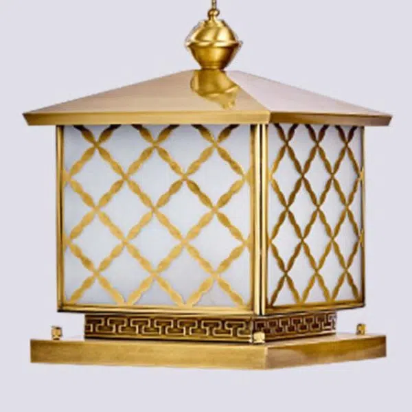 European Retro Luxury Copper Glass 1/2-Light Outdoor Patio Post Head Light - Image 11