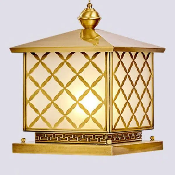 European Retro Luxury Copper Glass 1/2-Light Outdoor Patio Post Head Light - Image 12