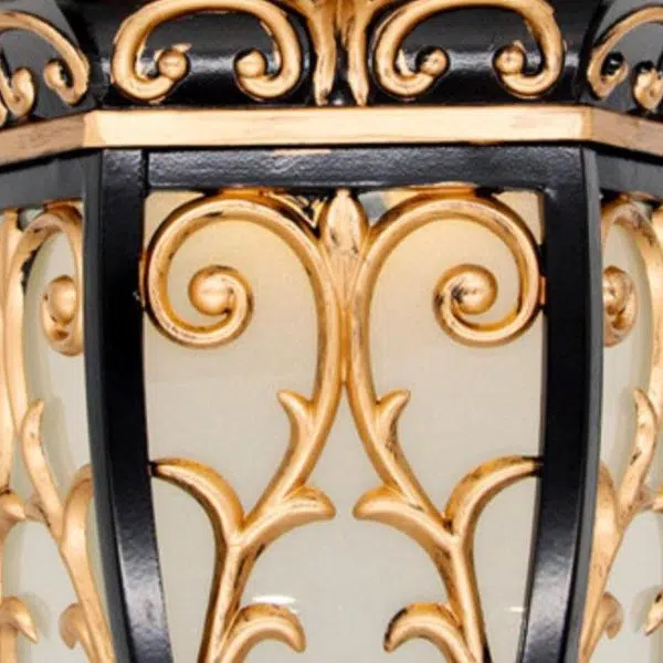 European Retro Solar Carved Lantern Aluminum Glass LED Outdoor Waterproof Wall Sconce Lamp - Image 8