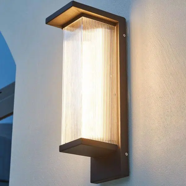 Industrial Waterproof Rectangular PC Striped Shade LED Outdoor Wall Sconce Lamp - Image 2