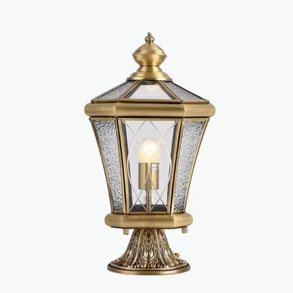 European Outdoor Glass Copper Lantern 1-Light Lawn Landscape Light - Image 13
