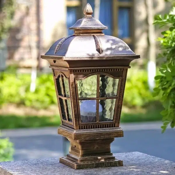 Industrial Aluminum Pagoda Water-grain Glass 1-Light Outdoor Lawn Landscape Light - Image 11