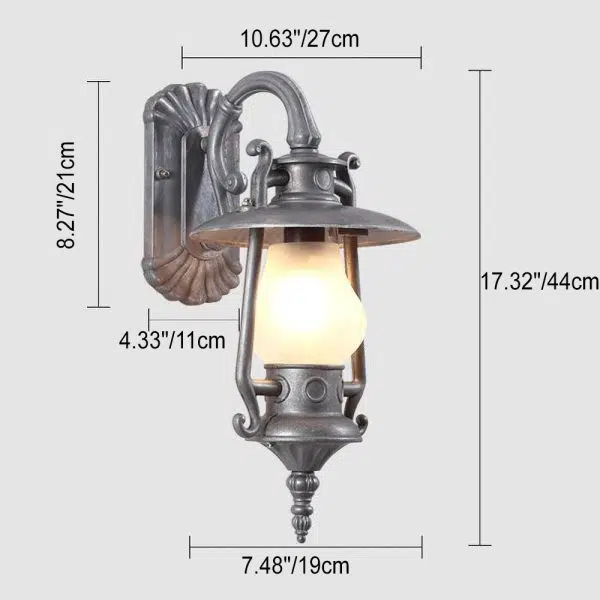 Industrial Retro Aluminum Kerosene Lamp 1-Light Outdoor Waterproof Wall Sconce Lamp - Image 6