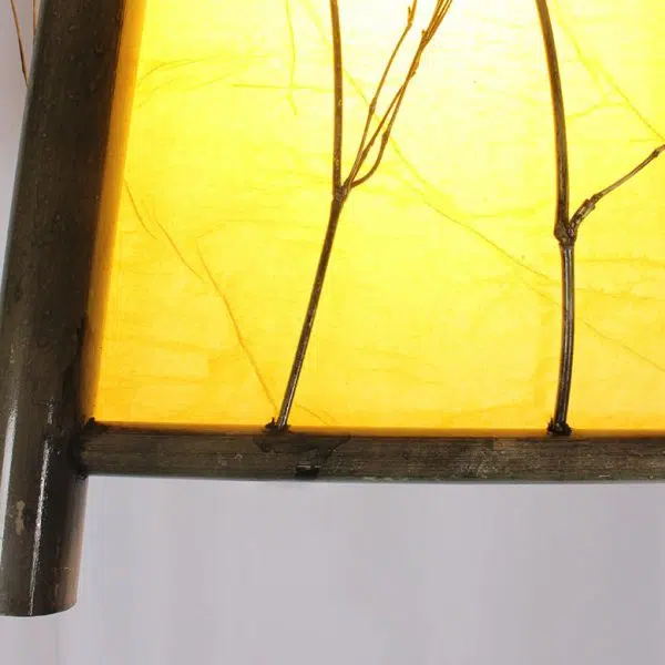 Traditional Rustic Four Corner House Bamboo Steel LED Outdoor Landscape Light For Garden - Image 6