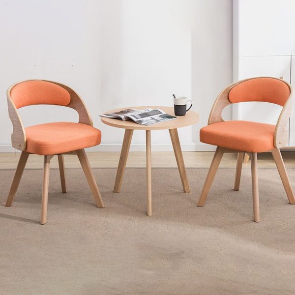 Contemporary Nordic Fabric Upholstered Wood Splayed Legs Dining Chair Curved Back For Dining Room - Image 13