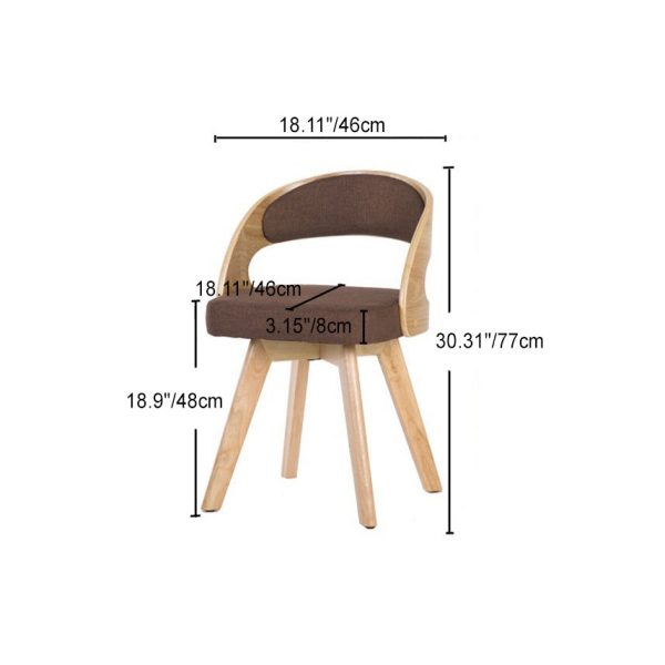 Contemporary Nordic Fabric Upholstered Wood Splayed Legs Dining Chair Curved Back For Dining Room - Image 5