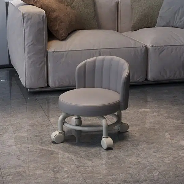 Modern Minimalist Removable Round Curved Corner Leather Iron Chair Backrest Armless For Living Room - Image 3