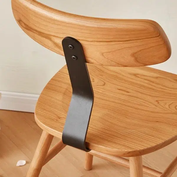 Contemporary Nordic Cherry Wood Iron Curved Square Dining Chair Backrest For Dining Room - Image 7