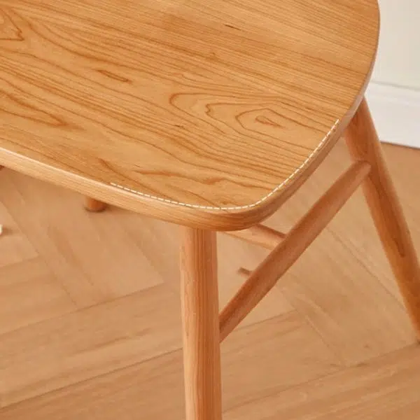 Contemporary Nordic Cherry Wood Iron Curved Square Dining Chair Backrest For Dining Room - Image 8