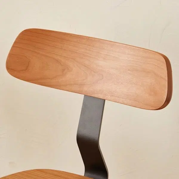 Contemporary Nordic Cherry Wood Iron Curved Square Dining Chair Backrest For Dining Room - Image 6