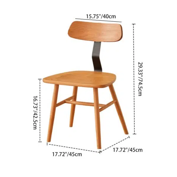 Contemporary Nordic Cherry Wood Iron Curved Square Dining Chair Backrest For Dining Room - Image 5