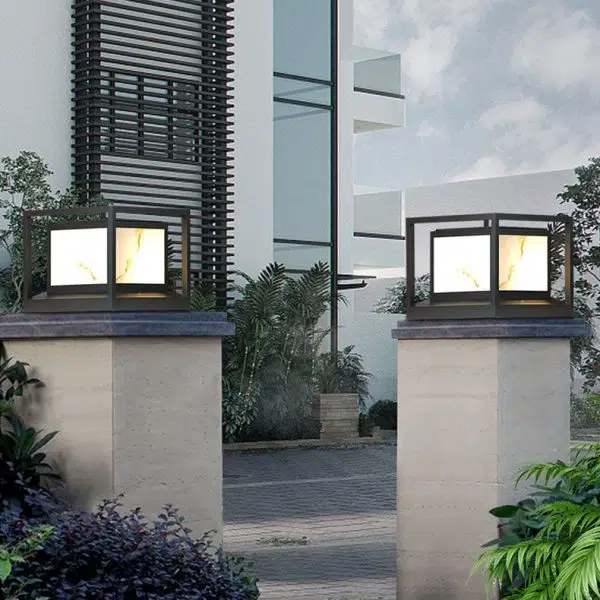 Modern Solar Square Chinese Outdoor Column Head Light LED Lawn Landscape Light - Image 2