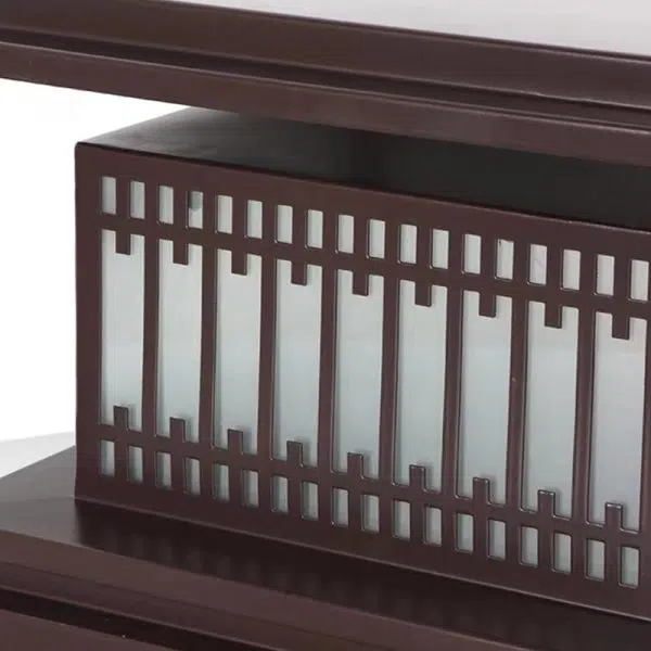 Traditional Chinese Square Stainless Steel Glass 1-Light Post Head Light For Garden - Image 7