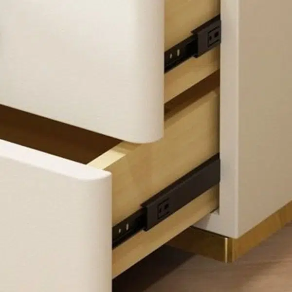 Contemporary Luxury Rectangular Rock Slab Solid Wood Leather Nightstand 2-Drawer For Bedroom - Image 15