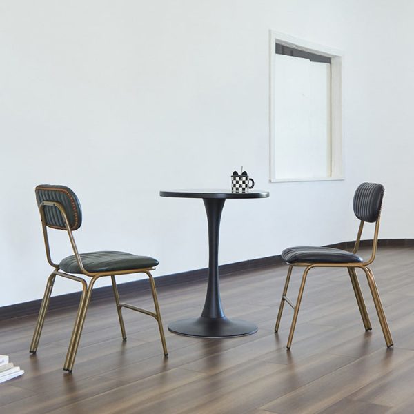 Contemporary Industrial Leather Iron Square Elliptical Stripe Dining Chair Backrest Footrest For Dining Room - Image 12