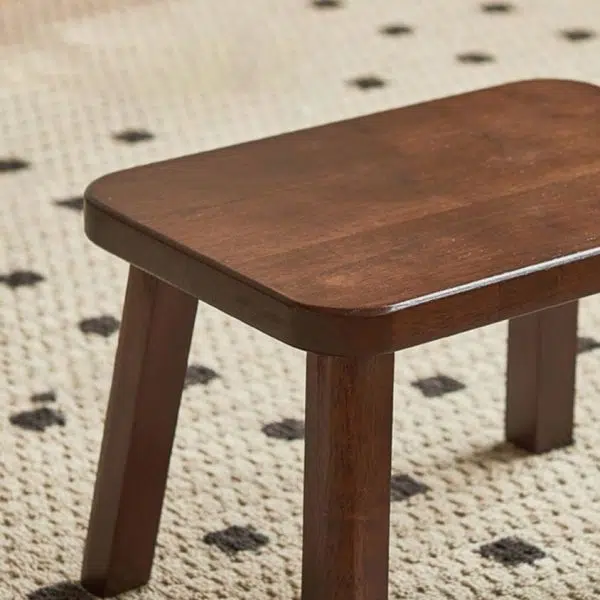 Modern Minimalist Square PU Leather Solid Wood Chair Backless Armless For Living Room - Image 7