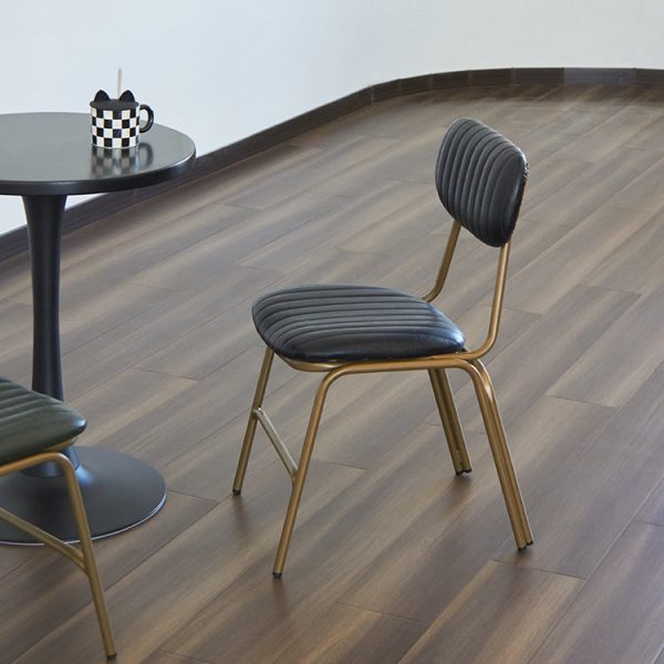 Contemporary Industrial Leather Iron Square Elliptical Stripe Dining Chair Backrest Footrest For Dining Room - Image 4