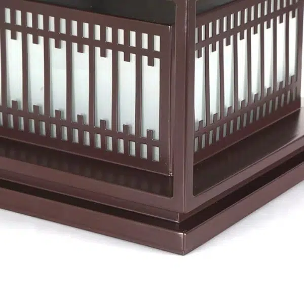 Traditional Chinese Square Stainless Steel Glass 1-Light Post Head Light For Garden - Image 8