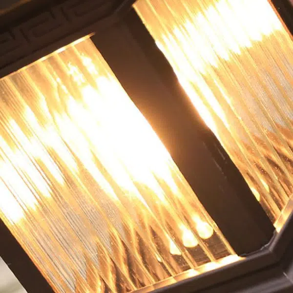 Traditional Chinese Waterproof Palace Roof Rectangular Pillar Aluminum Glass 1-Light Outdoor Lawn Landscape Light For Garden - Image 8