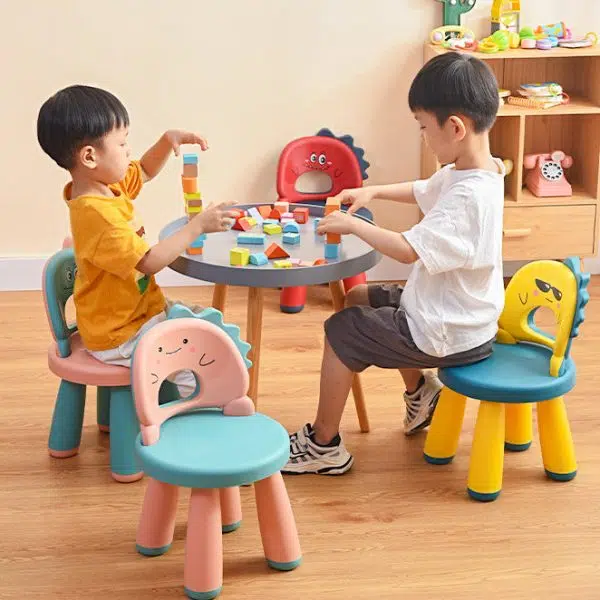 Contemporary Creative Childlike Dinosaur Plastic Round Footstool Backrest For Living Room - Image 17