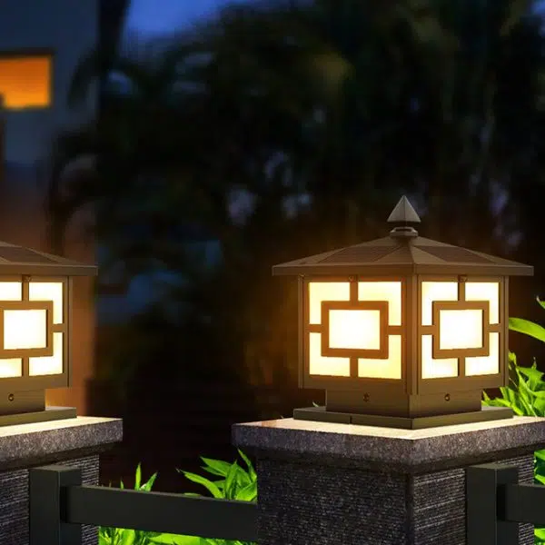 Traditional Chinese Solar Waterproof ABS Acrylic Square Lantern LED Landscape Lighting Outdoor Light For Outdoor Patio - Image 4