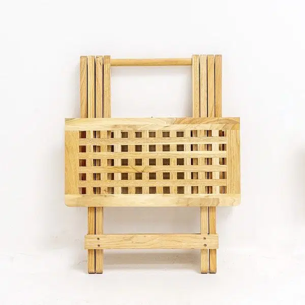 Traditional Rustic Square Wood Chair Backless Armless For Living Room - Image 14